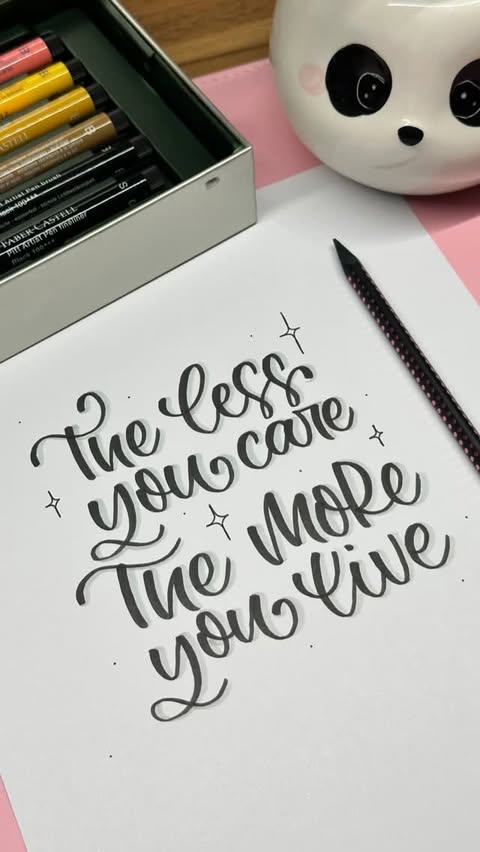 Instagram post by @maralou_vollverlettert for Faber-Castell. Caption reads: Instagram reel Lettering Gefühle Feelings Faber....