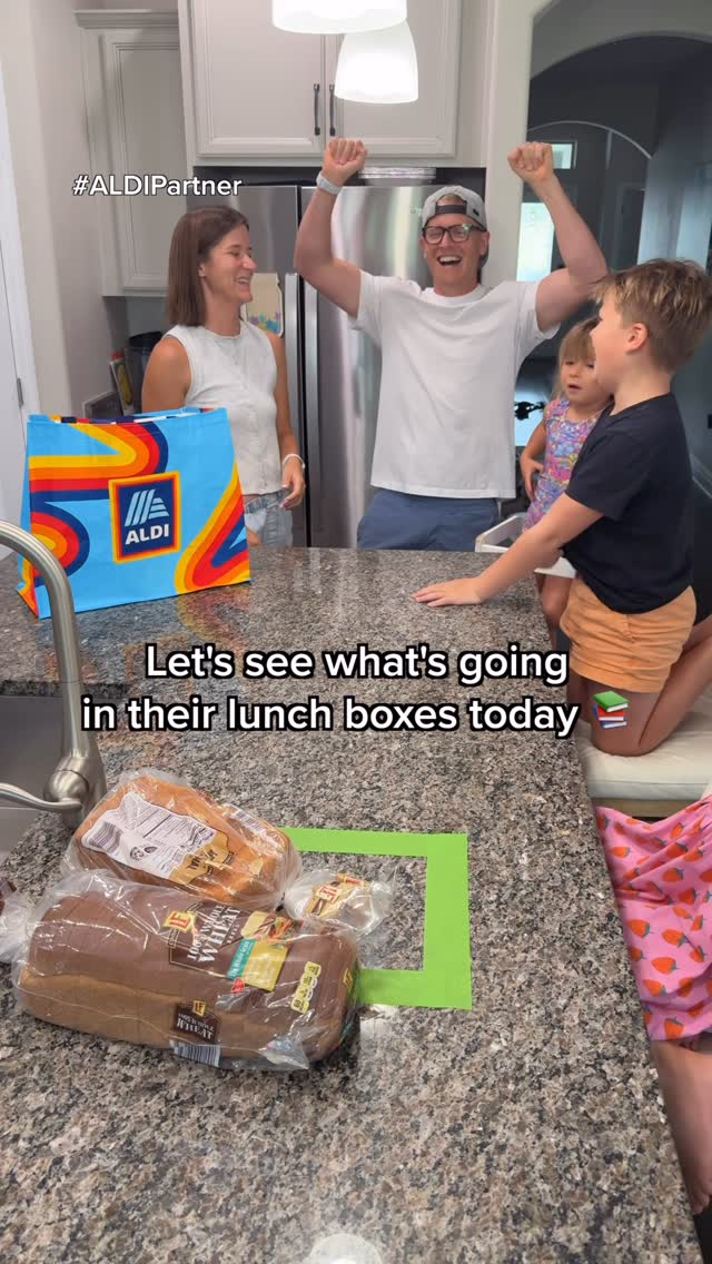 Instagram post by @thedashleys for Aldi UK. Caption reads: #ALDIPartner Turns out the secret to lunchbox....