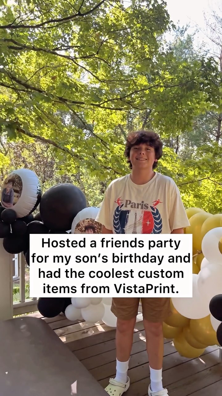 Instagram post by @jessicanturner for VistaPrint. Caption reads: 16TH BIRTHDAY PARTY RECAP 
My son turned 16 last....