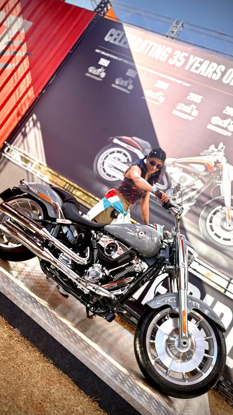 Instagram post by @chandraja_moongirl for Harley-Davidson. Caption reads: IBW. One stall. Total takeover. Harley-Davidson....