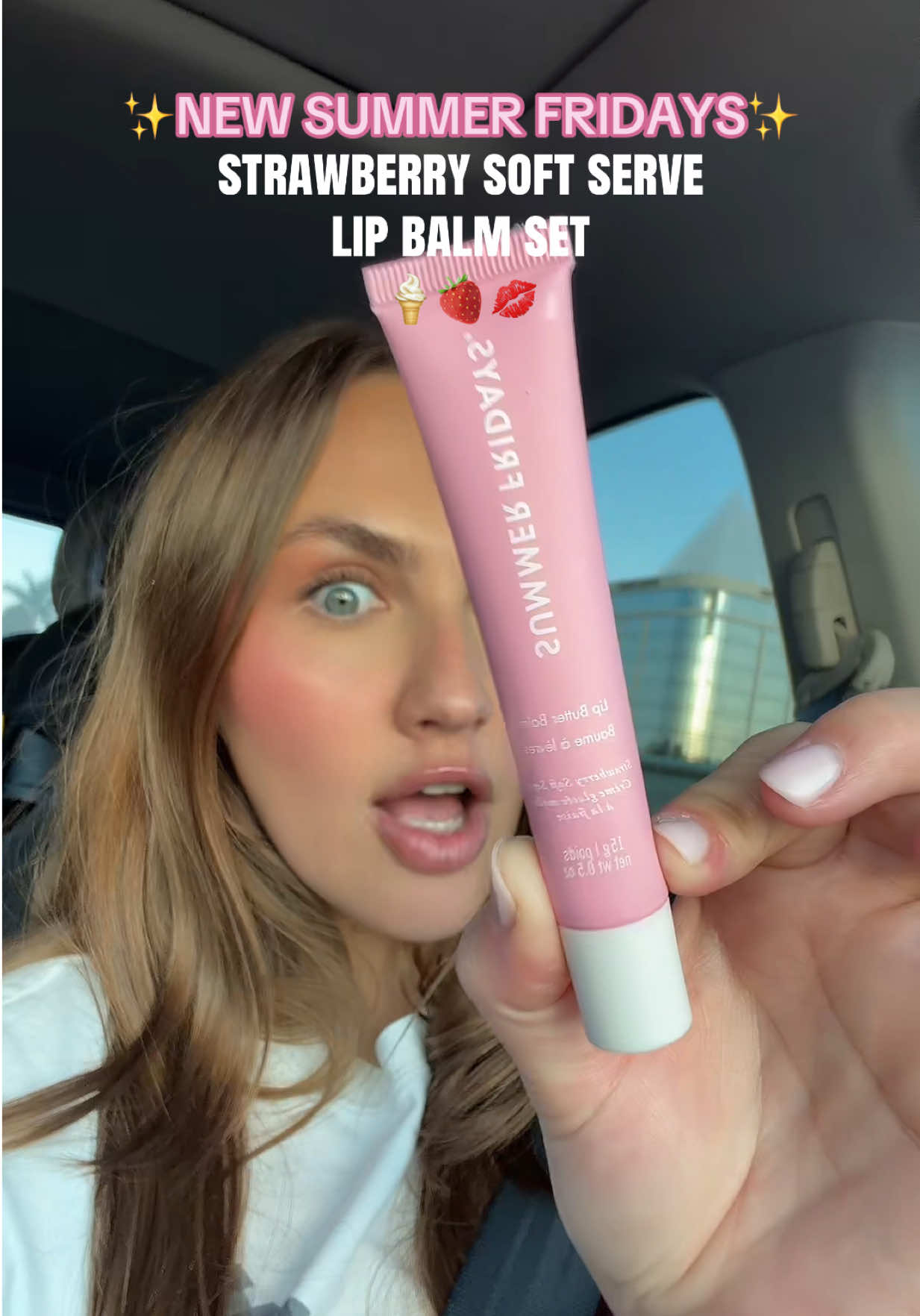 TikTok post by @daniellamagee for Summer Fridays. Caption reads: RUN DONT WALK🍓🍦💋 @Summer Fridays....