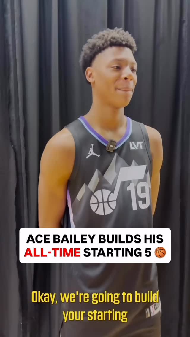 Instagram post by @hoopsnation for Topps. Caption reads: We asked Ace Bailey to build his all-time starting....