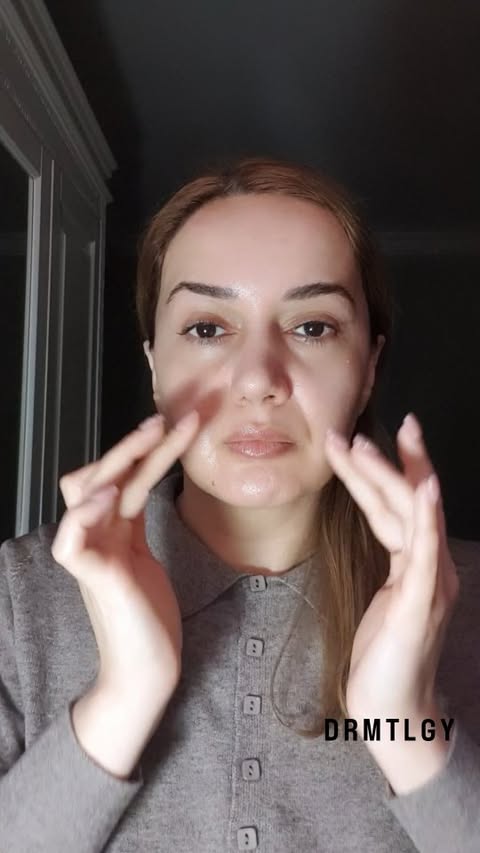 Instagram post by @glowwithaynur for DRMTLGY. Caption reads: [...] My little eye-care essentials from DRMTLGY ✨....