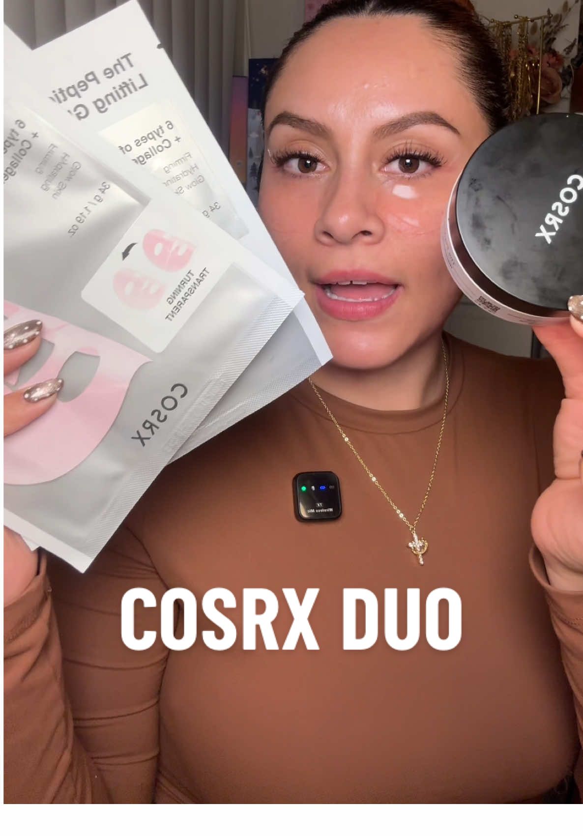 TikTok post by @johanaa_cg for COSRX. Caption reads: [...] #koreaneyepatches #cosrxeyepatch....