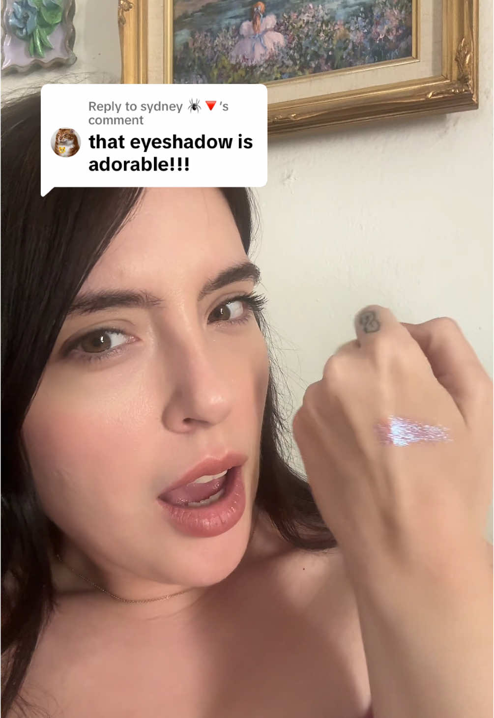 TikTok post by @frickmylife500 for Adriana Nichole Cosmetics. Caption reads: Replying to @sydney 🕷🔻  @Adriana Nichole....