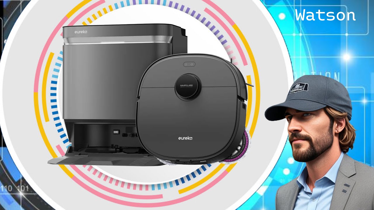 YouTube post by @WatsonsReviews for Eureka. Caption reads: Eureka J15 Ultra - Advanced Edge Cleaning with....