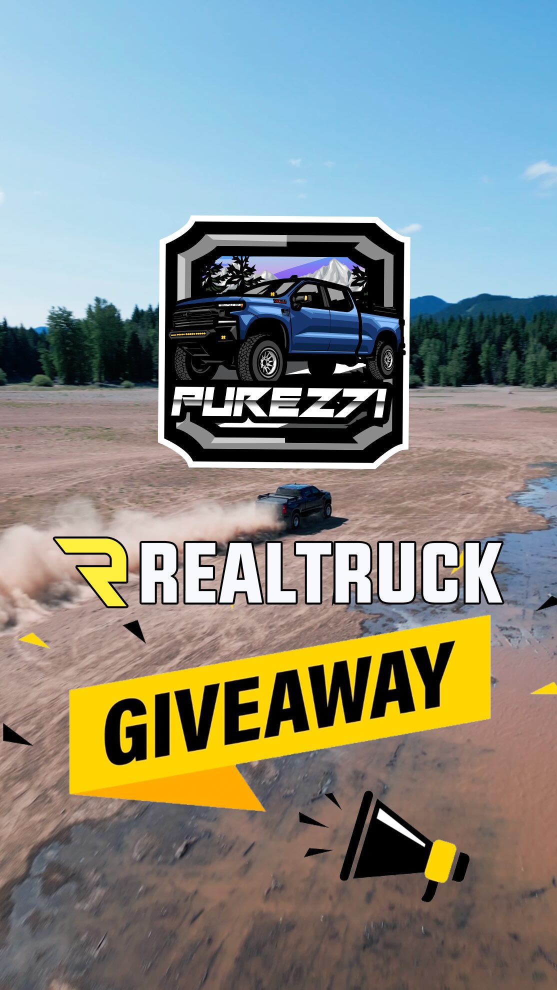 Instagram post by @purez71 for RealTruck. Caption reads: 🚨GIVEAWAY!!🚨In celebration of 200k followers,....