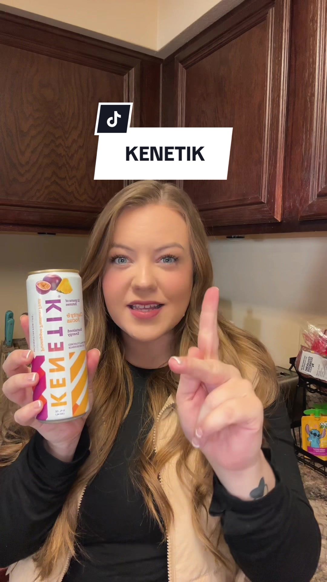 TikTok post by @signing_sites for Kenetik. Caption reads: KENETIK! NO sugar & NO caffeine! @Kenetik #asl....