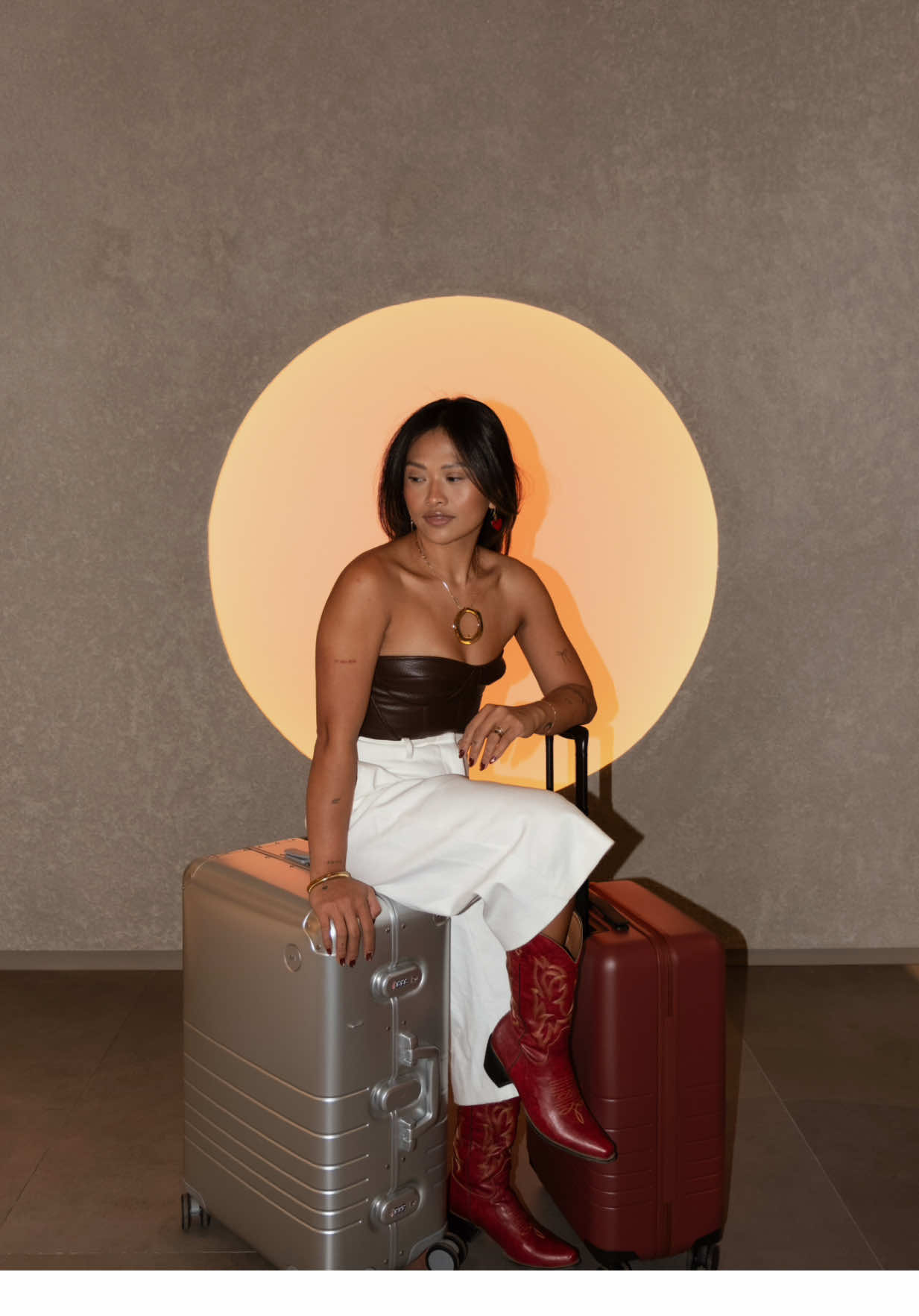 TikTok post by @marjannesuarez for Monos. Caption reads: Never met a @Monos luggage I didn't like. Don't....