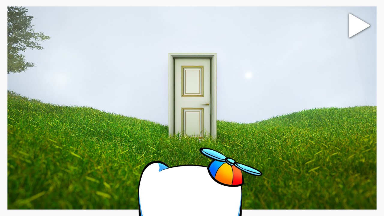 YouTube post by @SMii7Yplays for Shutterstock. Caption reads: JUST MORE DOORS.