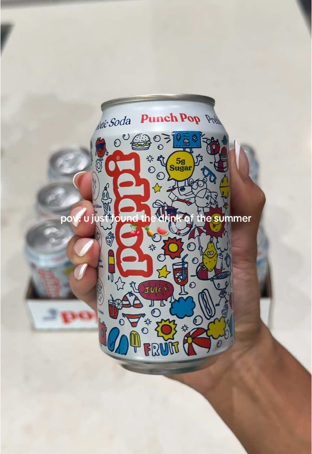 TikTok post by @mayaaelena4 for Poppi. Caption reads: [...] this all summer longgg @Drink Poppi 😩👀....