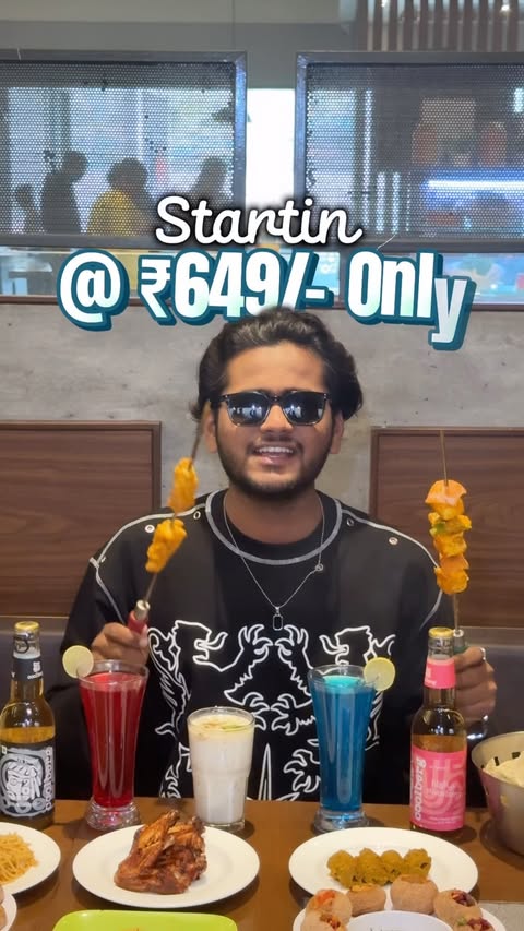 Instagram post by @amanajmeri08 for Barbeque Nation. Caption reads: [...] unlimited dining experience at Barbeque....