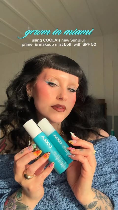 Instagram post by @theglowscout for COOLA. Caption reads: [...] the new sunblur primer and mist from @coola....