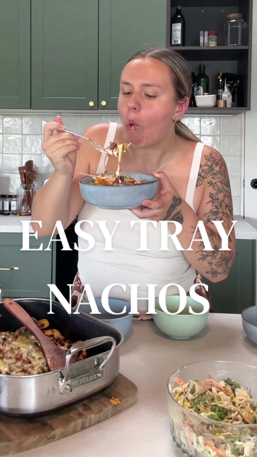 TikTok post by @christinephilippa for HexClad. Caption reads: [...] I have to cook dinner 🍽️  Cookware @HexClad....