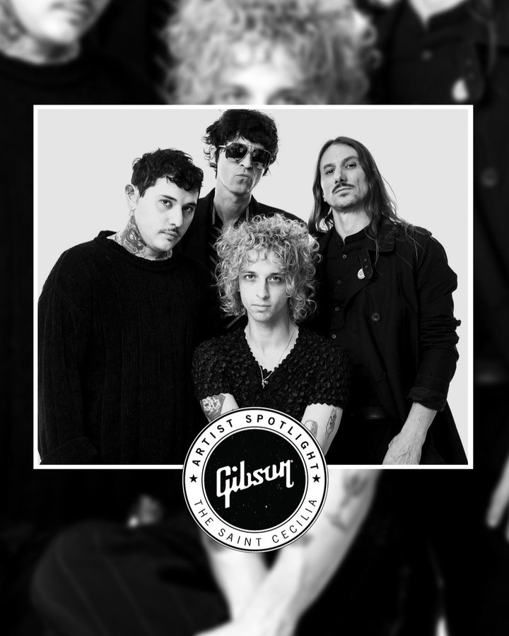 Instagram post by @thesaintceciliaoficial for Gibson. Caption reads: Introducing The Saint Cecilia, the latest addition....