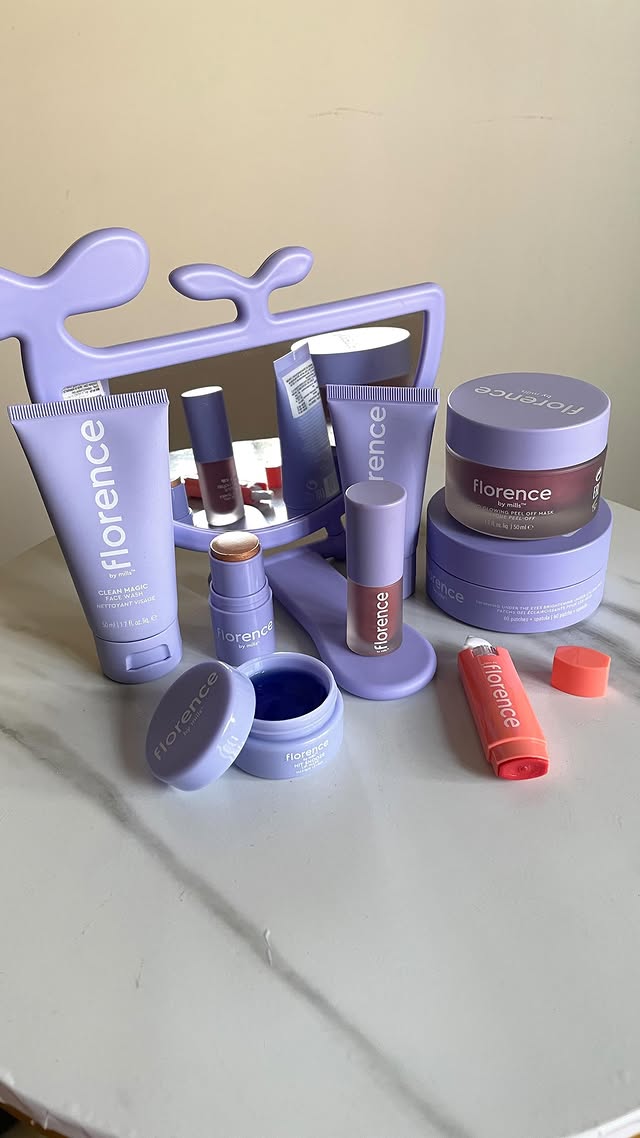 Instagram post by @aish_waichal for florence by mills. Caption reads: Testing skincare from @florencebymills 💜 My top 2....