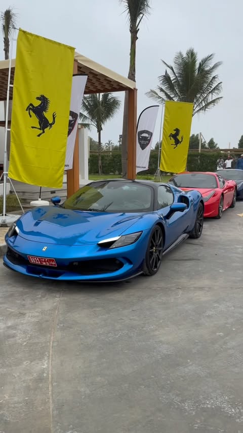 Instagram post by @ahmed_alruqishi for Ferrari. Caption reads: [...] trip to Salalah sponsored by SCM and Ferrari....
