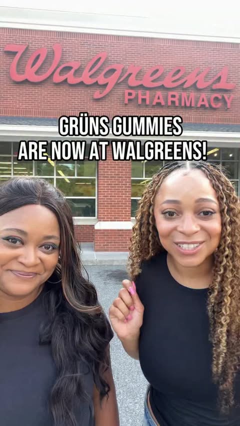 Instagram post by @sisterssavingucents for Grüns. Caption reads: Grüns are officially at Walgreens✨ Stock up on....