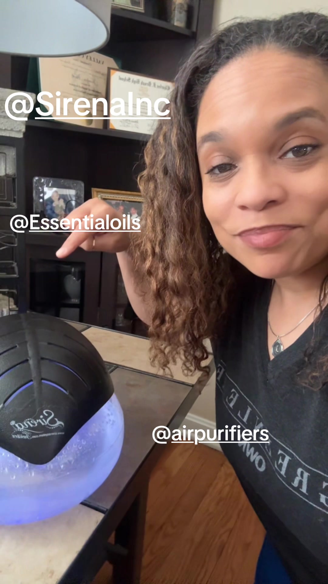 TikTok post by @lytletaz1973 for Sirena Inc. Caption reads: @Sirena Inc #airpurifier #essentialoils #sirena....