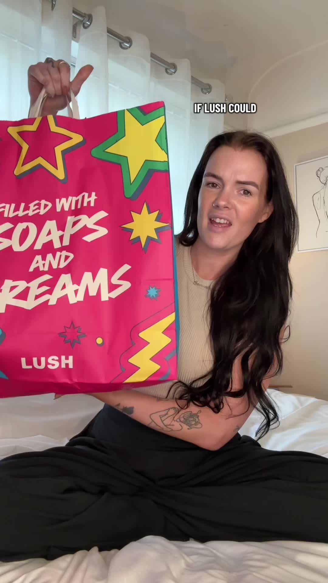 TikTok post by @samantha_mum_life for LUSH. Caption reads: imagine i ever actually got sponsored by @LUSH if....