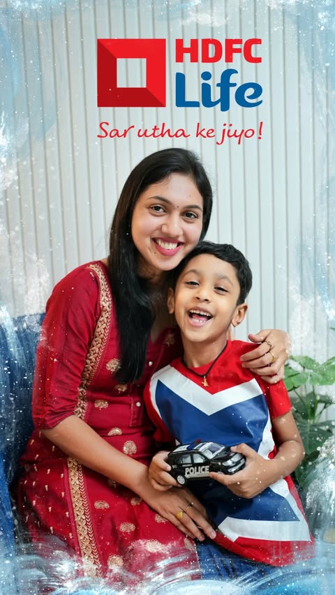 Instagram post by @sukrith_komarshetty for HDFC Life. Caption reads: [...] — values and finances included. This HDFC....