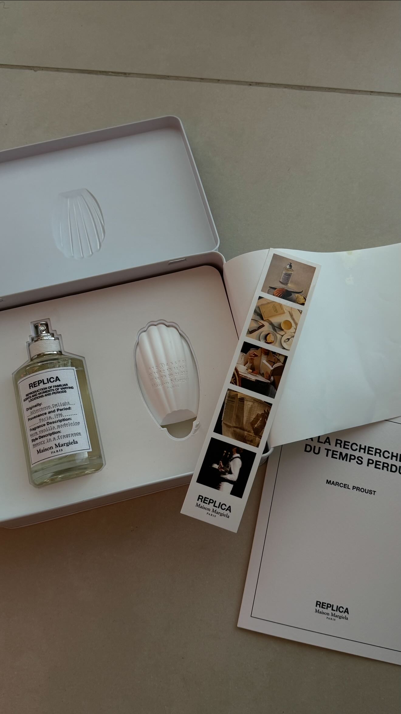 Instagram post by @oumaymaboumeshouli for Maison Margiela Fragrances. Caption reads: A walk through the world of....