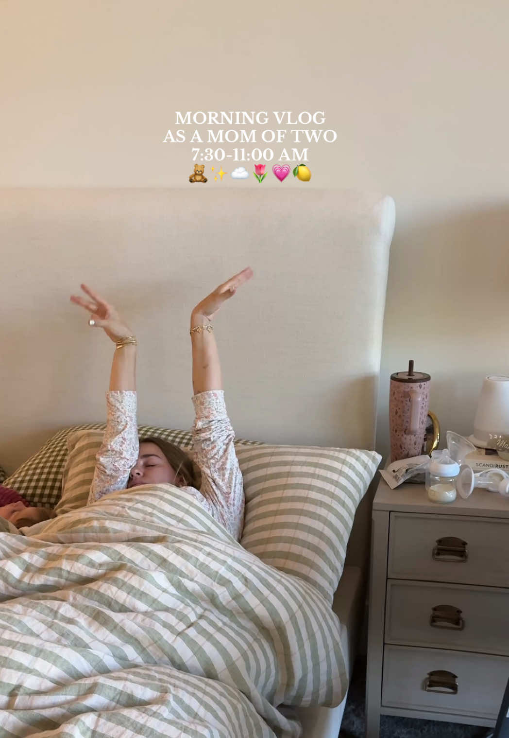 TikTok post by @emiliekiser for Summer Fridays. Caption reads: [...] #dayinmylife #newbornmom @Summer Fridays....