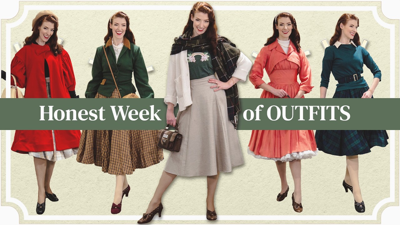 YouTube post by @jessicaoutofthecloset for American Duchess. Caption reads: An honest week of cold weather (vintage) outfits.