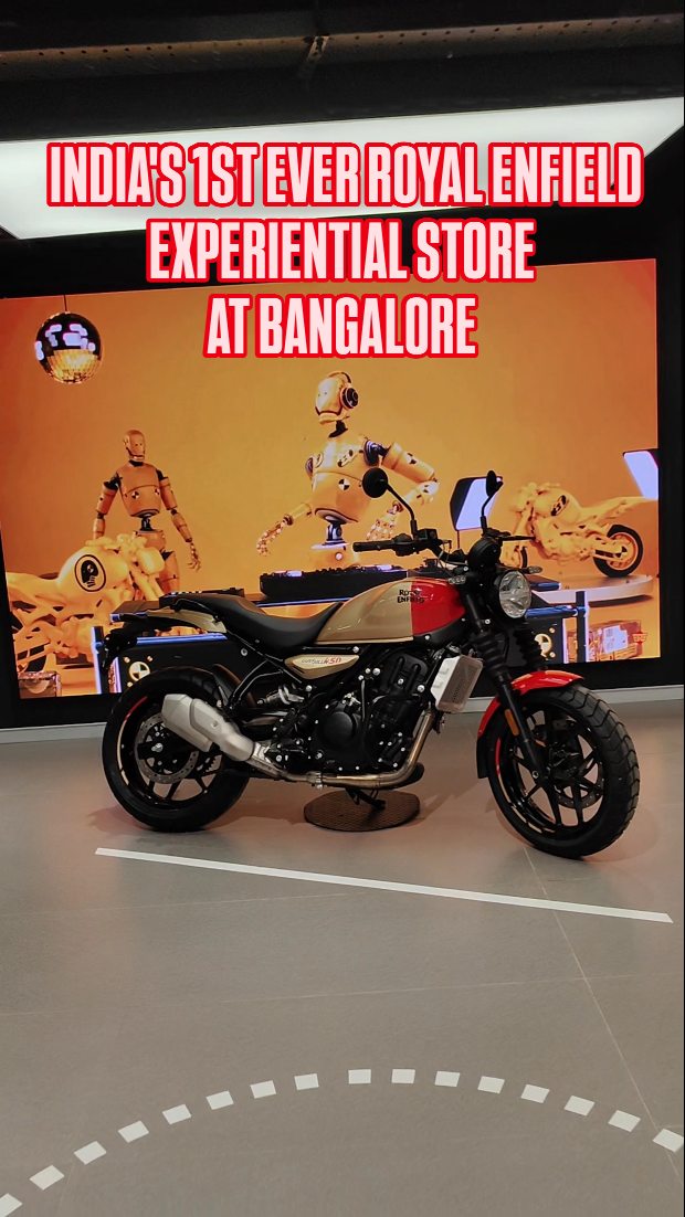 Instagram post by @69thewanderlust for Hobo.Video. Caption reads: India's 1st ever Royal enfield experiential store....