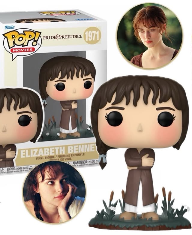 Instagram post by @funkopopsnews for Funko. Caption reads: [...] full glams with the new Elizabeth Bennet....