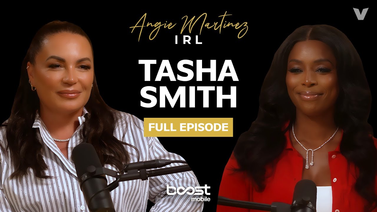 YouTube post by @AngieMartinez for Boost Mobile. Caption reads: Tasha Smith: From Struggles To Success, Amazing....