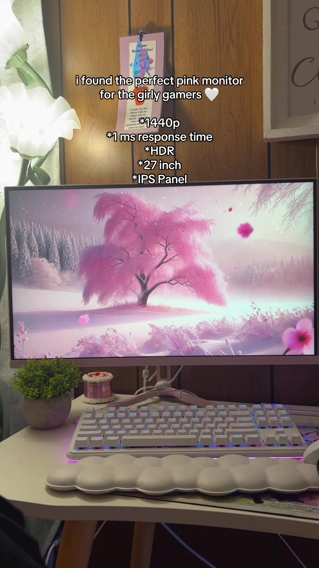 TikTok post by @katelynmarran for Pixio Gaming. Caption reads: The beautiful @Pixio Gaming 🖥️ — monitors come in....