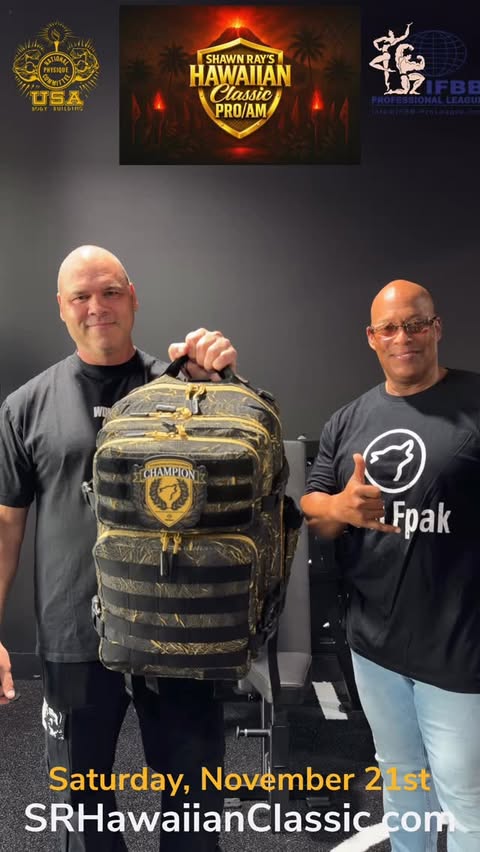 Instagram post by @shawnrayhawaiianclassic for WOLFpak. Caption reads: [...] ALL NEW NPC OVER ALL AWARD by sponsor....