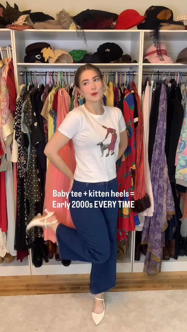 Instagram post by @gabis_vintage for In Print We Trust. Caption reads: Outfit formula for the BADDIES! T shirt #gifted by....