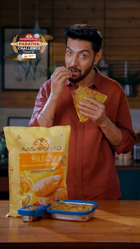 Instagram post by @ranveer.brar for Aashirvaad. Caption reads: [...] kahaani, ek #Nostalgia! Participate in....