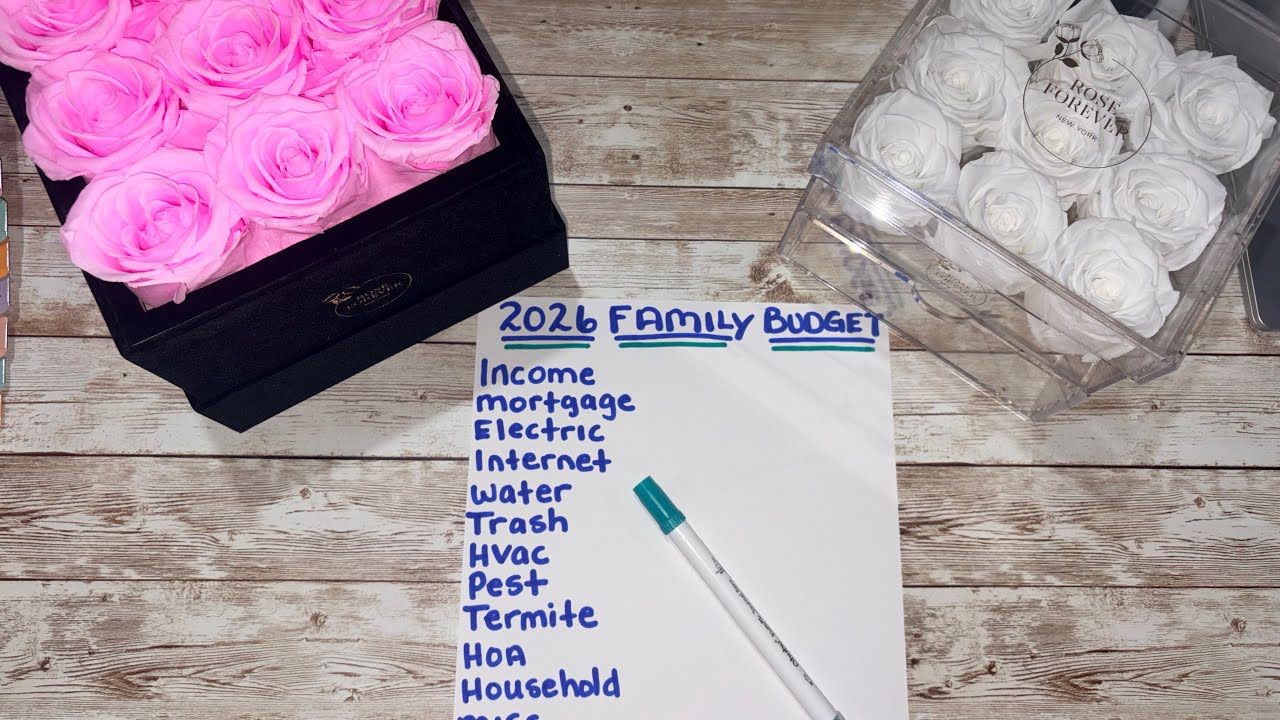 YouTube post by @LisaMarieBudgets for Rose Forever. Caption reads: [...] Yearly Family Budget - Sponsored By Rose....