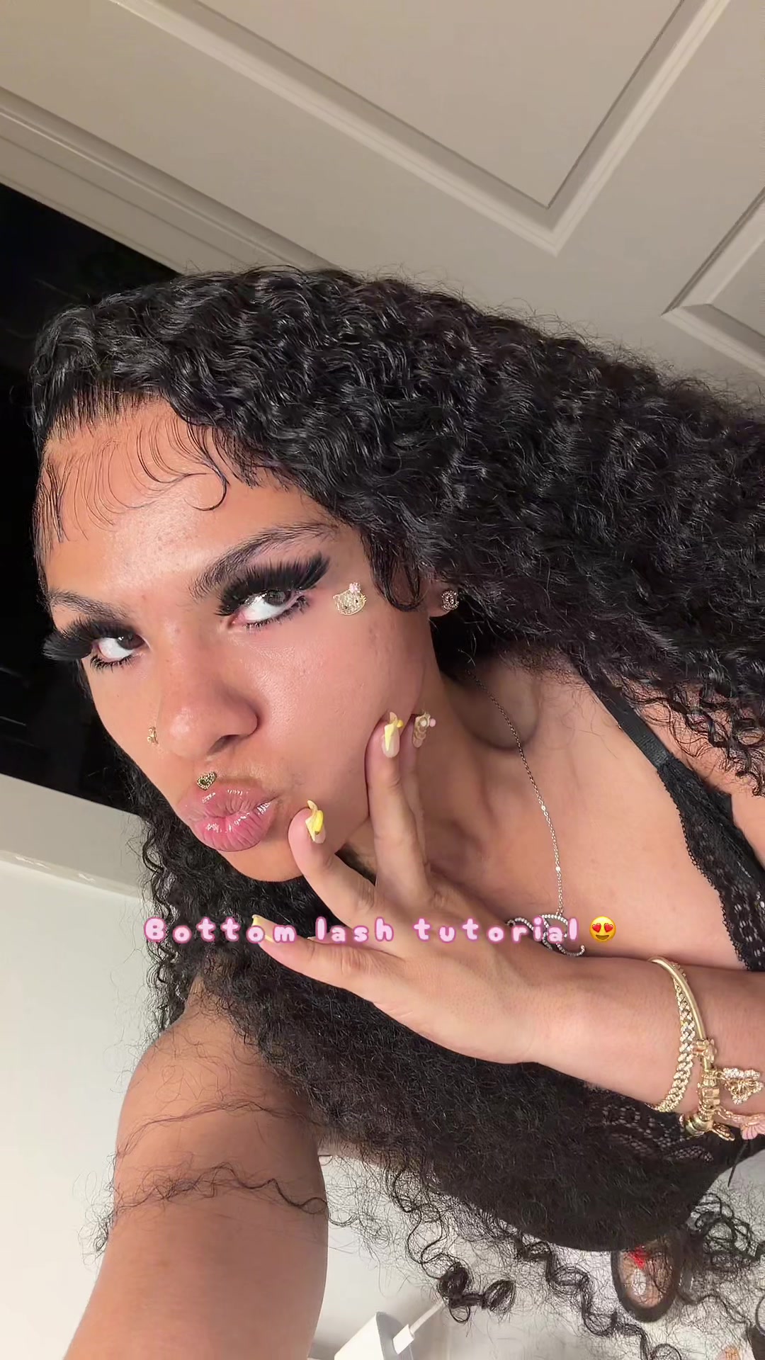 TikTok post by an influencer for MilyBest Beauty. Caption reads: [...] i do my bottom lashes💕I @MilyBest Beauty....