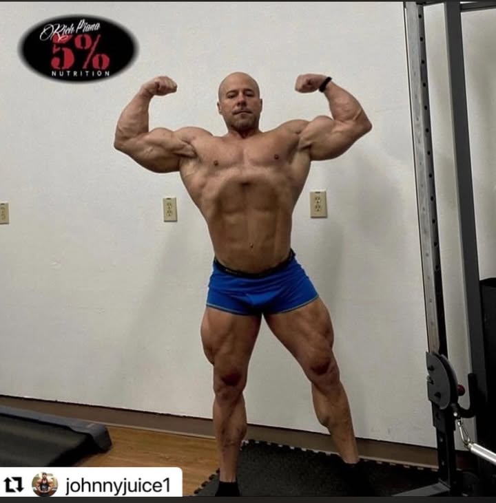 Instagram post by @johnnyjuice1 for 5% Nutrition. Caption reads: 8 years now as a sponsored athlete....