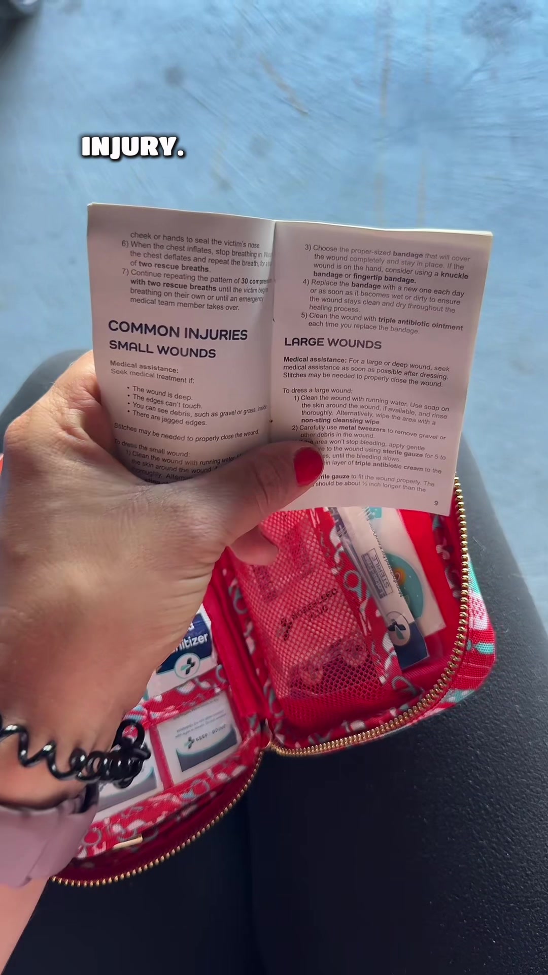 TikTok post by @kristasfinds for Keep Going First Aid. Caption reads: @KEEPGOING First Aid 🩹👏🏻 & TSA approved!....