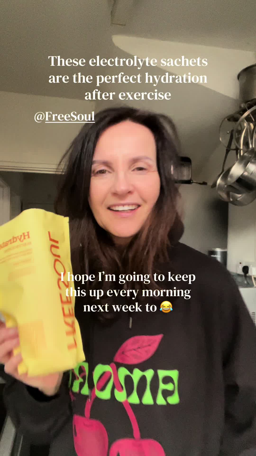 TikTok post by @susielou70 for Free Soul. Caption reads: [...] #hydration #hydrate #wellbeing #freesoul.