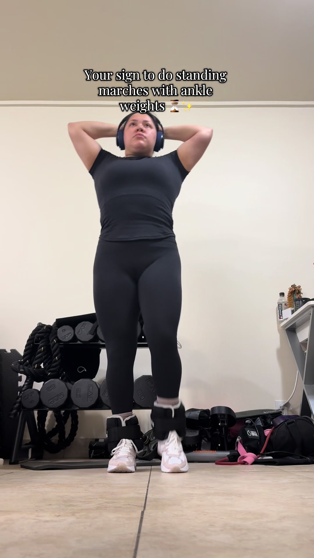 TikTok post by @soybritta_ for Zelus Fitness. Caption reads: @ZELUS Fitness #zelus #ankleweights #homeworkout....