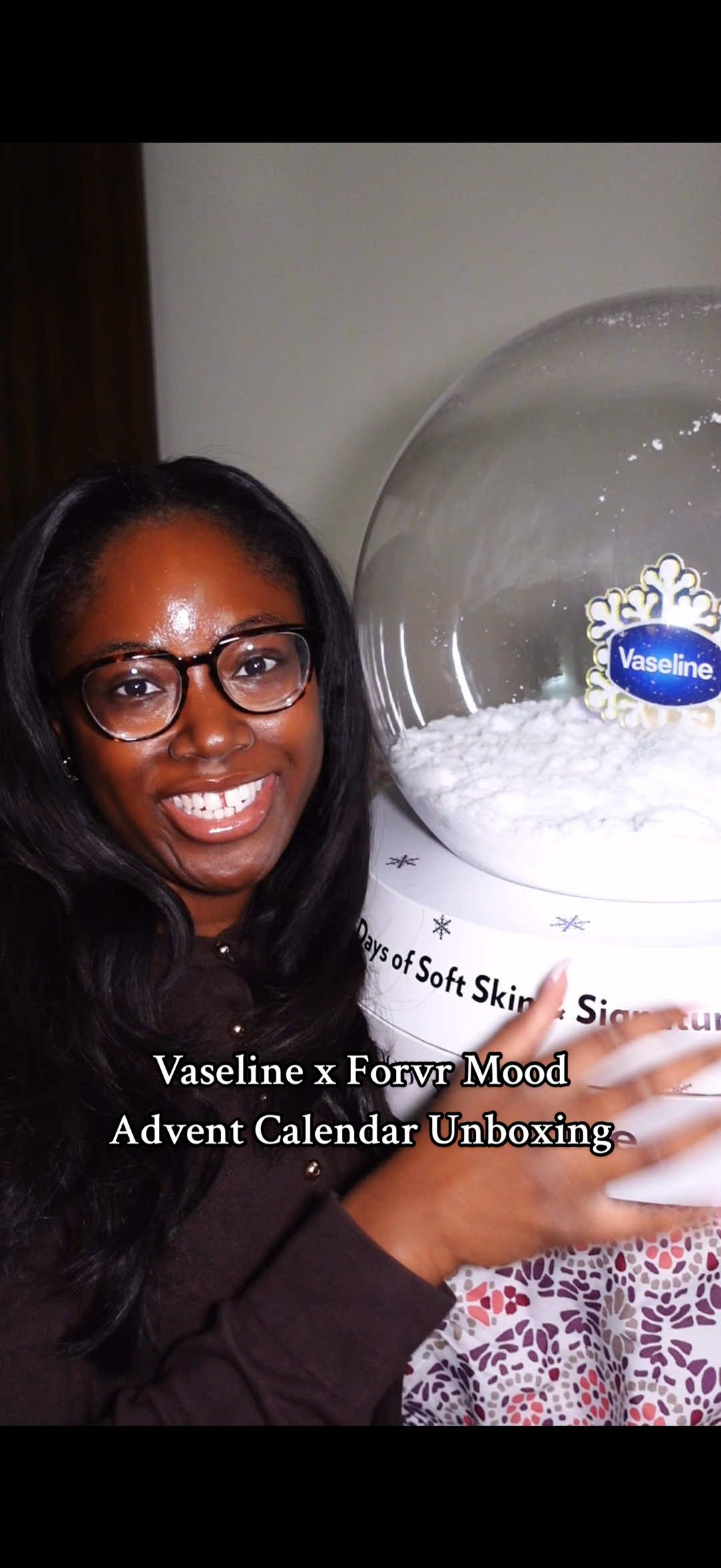 TikTok post by @jasadetunji for FORVR MOOD. Caption reads: unboxing the @Vaseline x @FORVR MOOD advent....