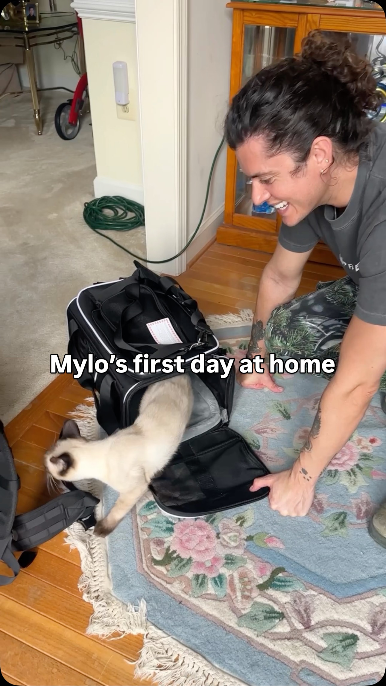 Instagram post by @iamorlandojames for Petlibro. Caption reads: Mylo’s first day home 🥹

Big thank you to....