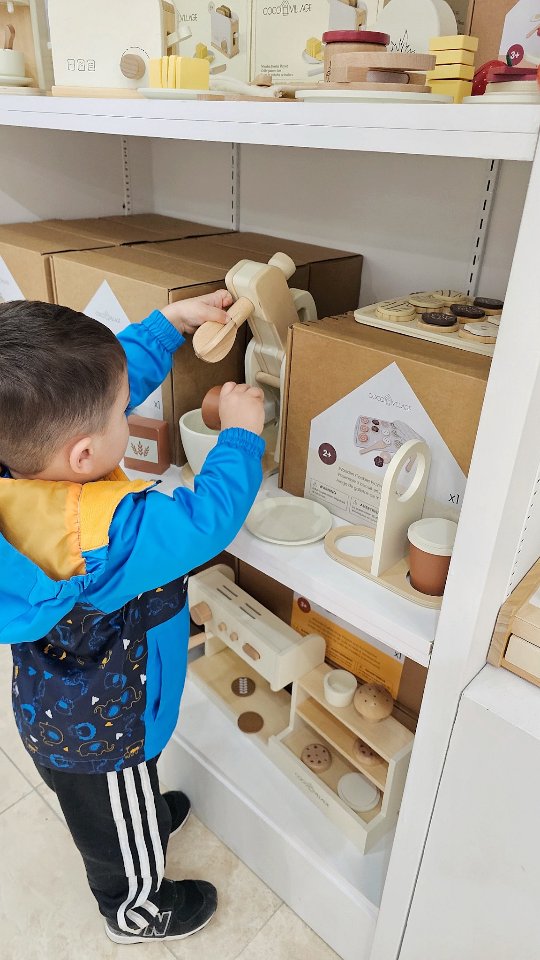 Instagram post by @simplyblushed for Coco Village. Caption reads: AD | Yesterday we explored the brand new toy store....