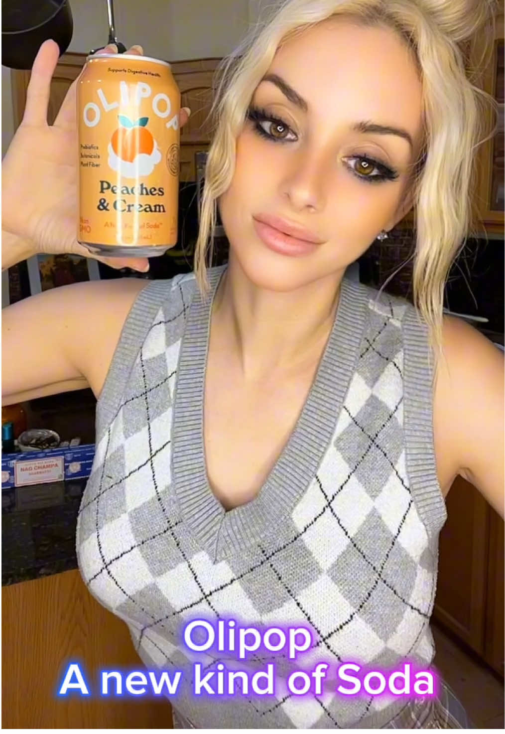 TikTok post by @royalerachele for OLIPOP. Caption reads: OLIPOP + food @OLIPOP #bestsoda [...].