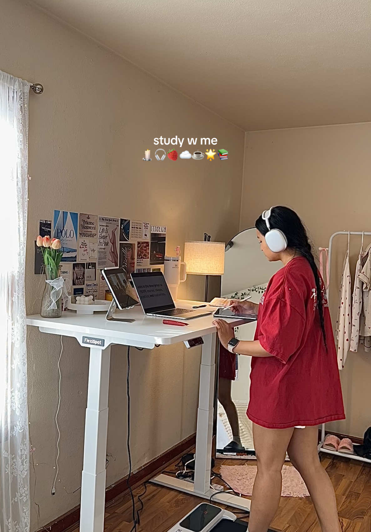 TikTok post by @shristi.sapkotaa for ancheer. Caption reads: [...]  chair @FlexiSpot Selects  walking pad....