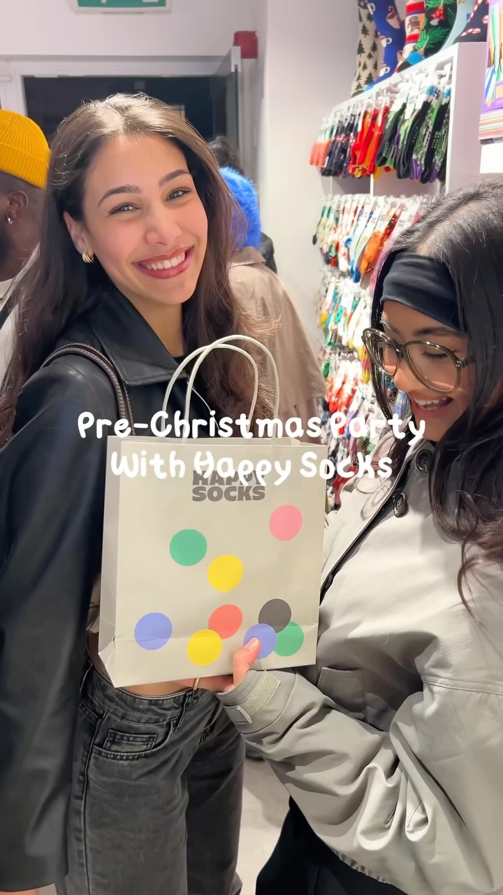 Instagram post by @uniformdisplay for Happy Socks. Caption reads: Ditching the Christmas sweaters this season and....