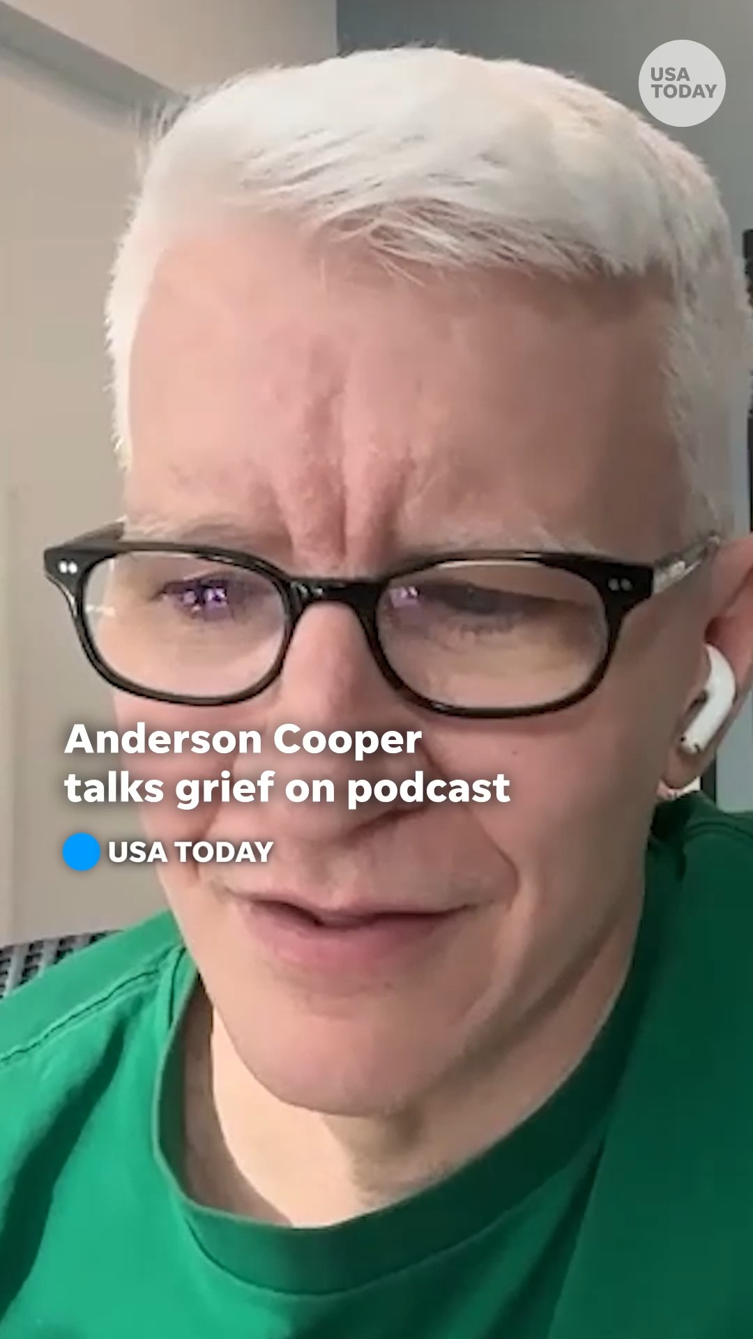Instagram post by @andersoncooper for USA TODAY. Caption reads: @andersoncooper's grief podcast "All There Is,"....