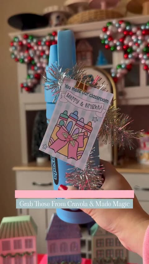 Instagram post by @whimsicallywonderful for Crayola. Caption reads: For the full details on these teacher gifts,....