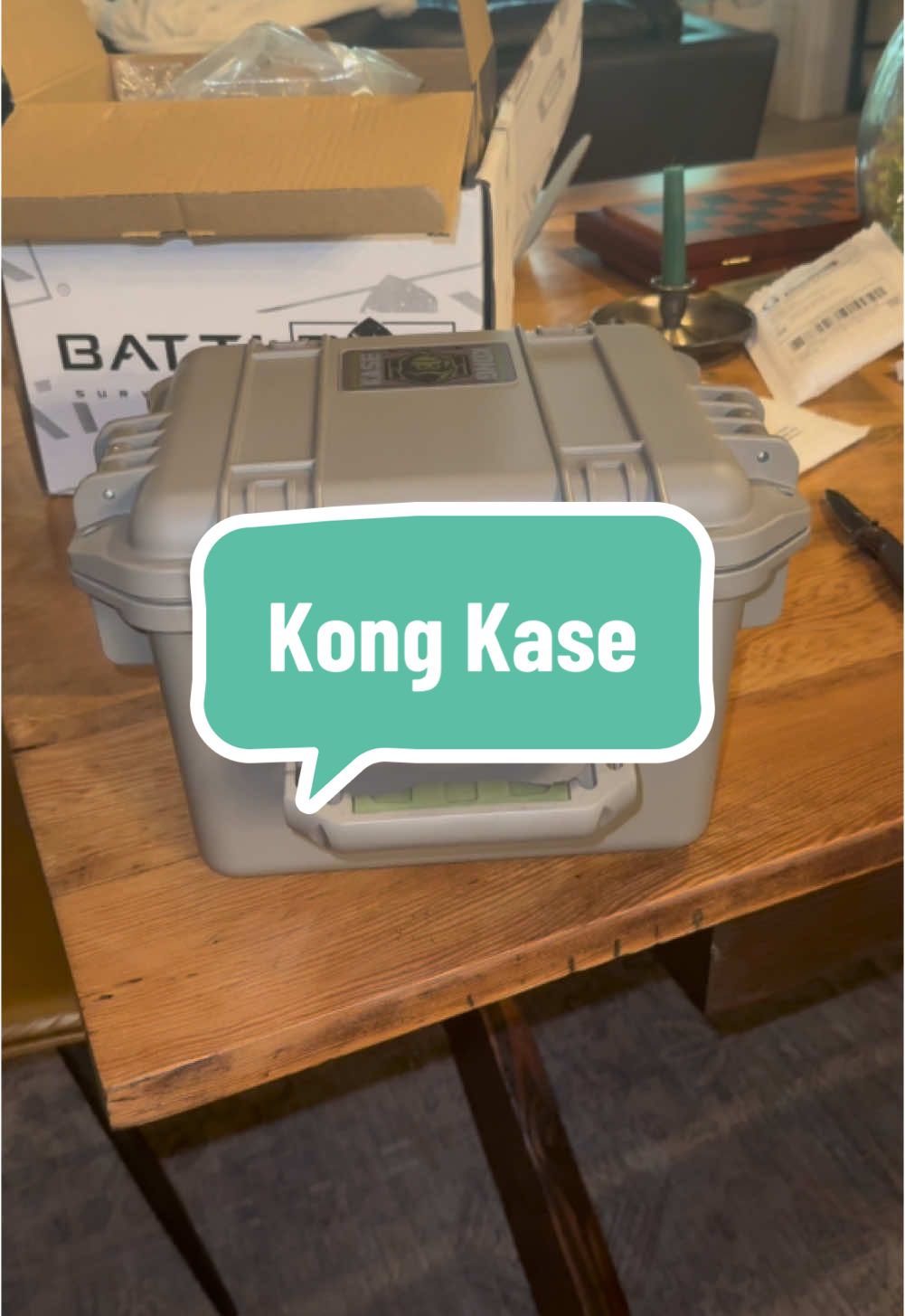 TikTok post by @homewithhannah89 for BattlBox. Caption reads: @BattlBox #kongkase #travel #outdoortravel [...].